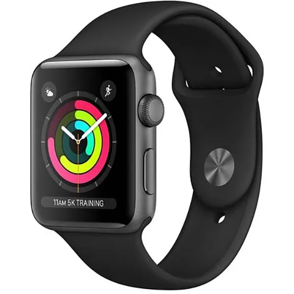 Apple Watch Series 3, 38mm, GPS, Space Gray Aluminum Case, Black Sport Band, A1858