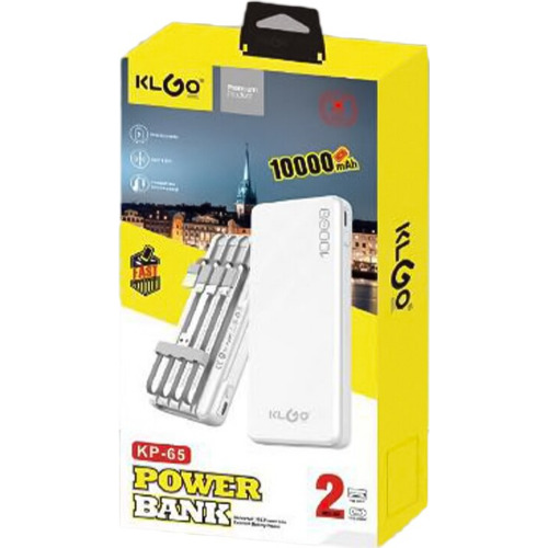 Baterie Externa KLGO KP-65, 10000 mAh, Incarcare Rapida, Cablu Lightning, USB + USB Type C + Mini Usb