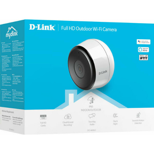 Camera de supraveghere D-Link DCS-8600LH mydlink Outdoor Wi-Fi, 2MP, Full HD 1080P, 135°, Night Vision 7m, Detectarea miscarilor, IP-65