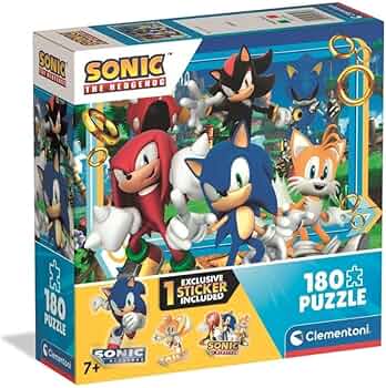 Puzzle Sonic The Hedgehog, 180 de bucati, Exclusiv Sticker Inclus