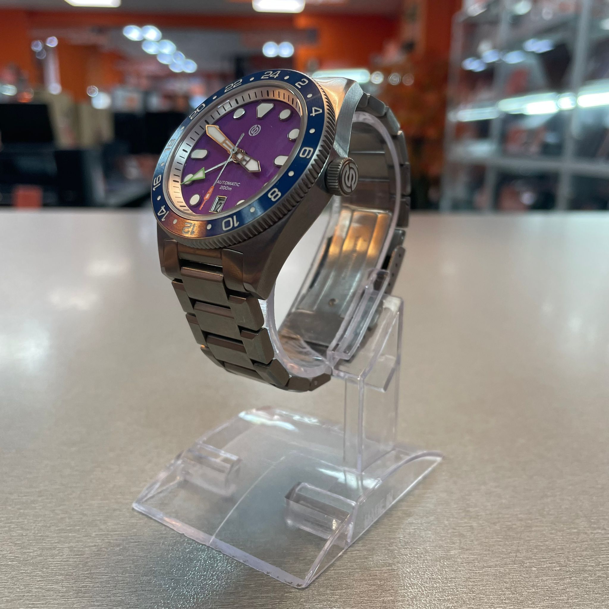 Ceas barbatesc Signum Cuda Titanium GMT Full Lume Collection, 42mm, Automatic, Titanium, 20ATM, Analog - imagine 2