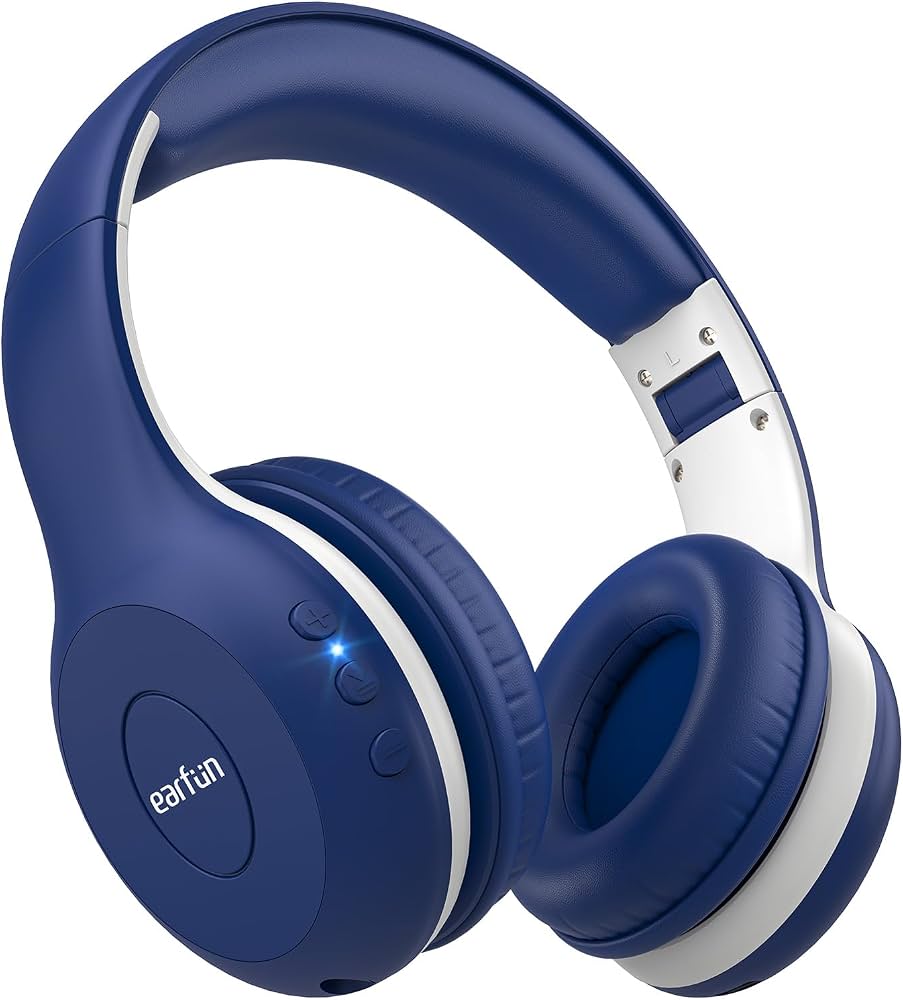 Casti wireless over-ear pentru copii EarFun K2, Bluetooth 5.4, , microfon integrat, pliabil, albastru