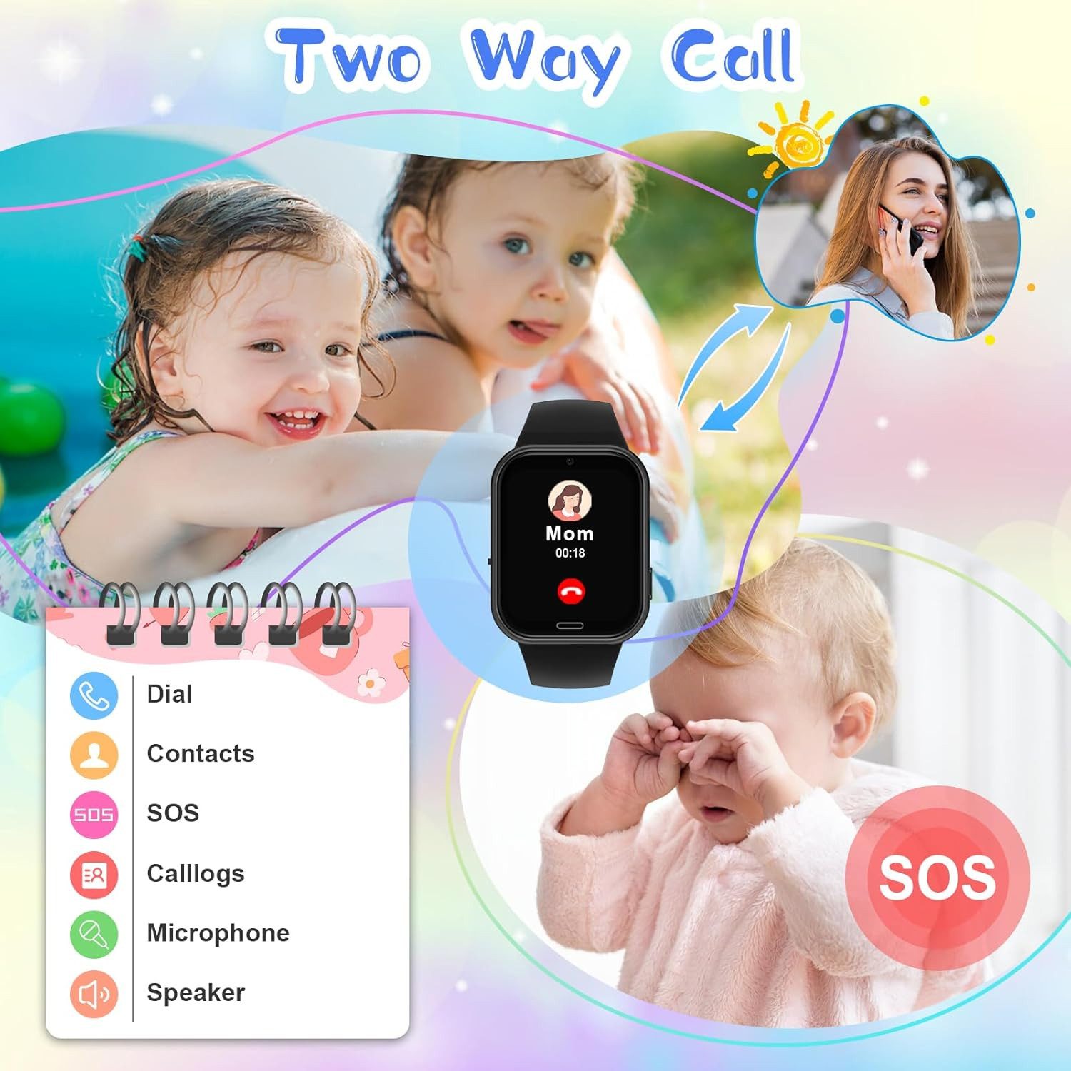 Smartwatch pentru copii Catgiff X53,Nano sim,Blue - imagine 3