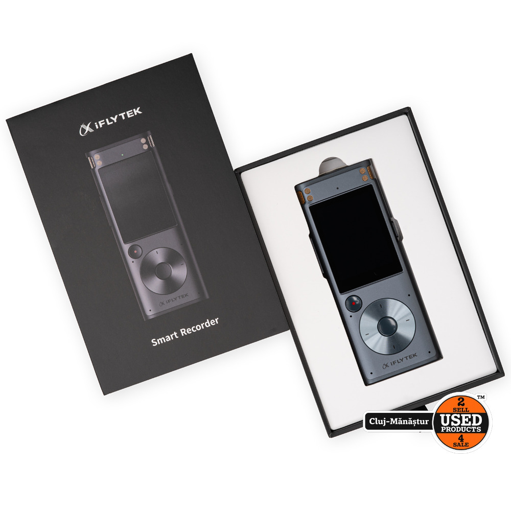 Reportofon Smart iFLYTEK SR302 Pro cu AI, Ecran tactil 2 inch, Wi-Fi, 32 Gb, USB-C, Transcriere automata, Traducere vocala