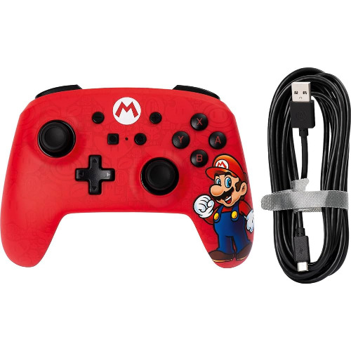 Controller cu fir PowerA Enhanced pentru Nintendo Switch Super Mario Red
