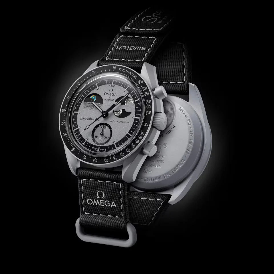 Ceas Swatch x OMEGA Bioceramic MoonSwatch ( Snoopy / Moonphase Design ), Curea tehnica Velcro - imagine 4