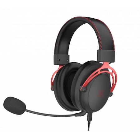 Casti Gaming cu fir Serioux Nimbus, microfon omnidirectional, Jack 3.5 mm + USB 7.1, Rosu/Negru