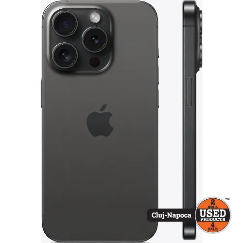 Apple iPhone 15 Pro, 1 TB, Black Titanium - imagine 2