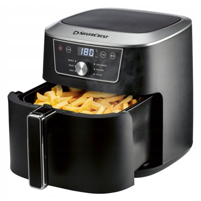Friteuza Cu Aer Cald SilverCrest SHFD2150B2, 6,7 l, 2150 W, Set cu 10 Retete, Negru